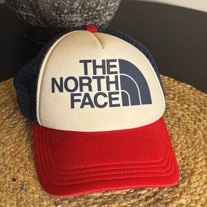 The North Face Youth Trucker Hat Red White Blue Snapback Logo Cap